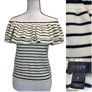 J.Crew Off The Shoulder Knit Top Knit Shirt Sz S Nautical Beachy Old Money 3127